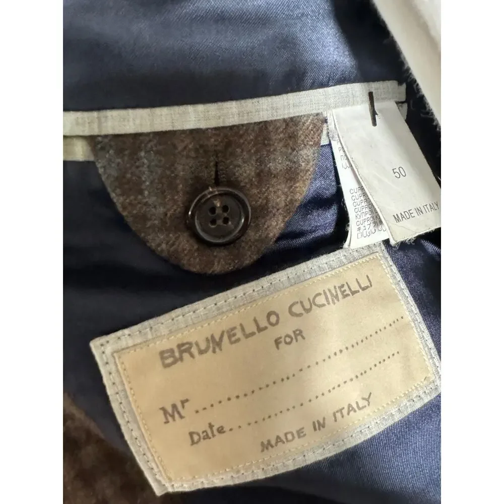 Brunello cucinelli Brown Rust Checked Blazer Sport Jacket Tweed Cashmere 50/40R